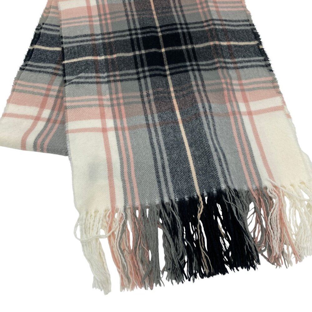 Made in Scotland 100% Cashmere Fringed Plaid Scarf
